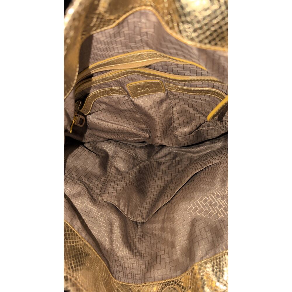 Cole Haan Gold Metallic Leather Hobo Shoulder Bag Purse - Picture 5 of 9